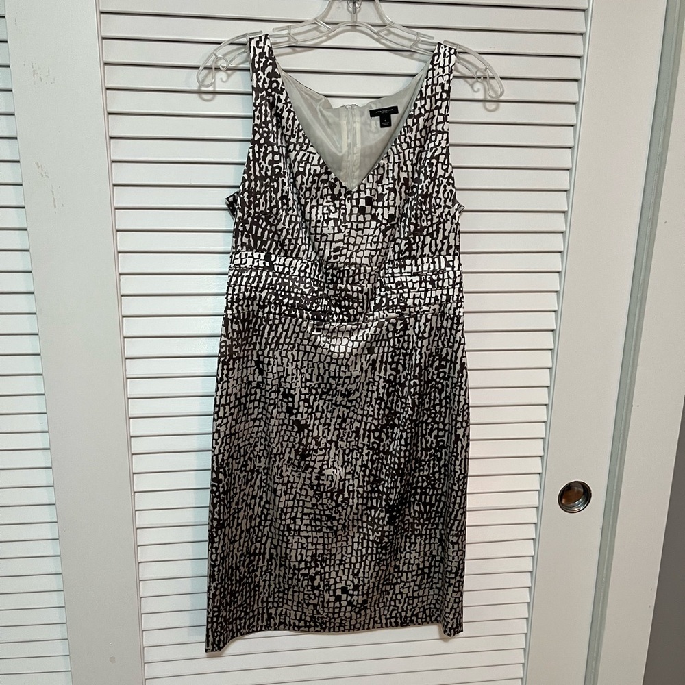 Ann Taylor Brown and Cream Midi Dress